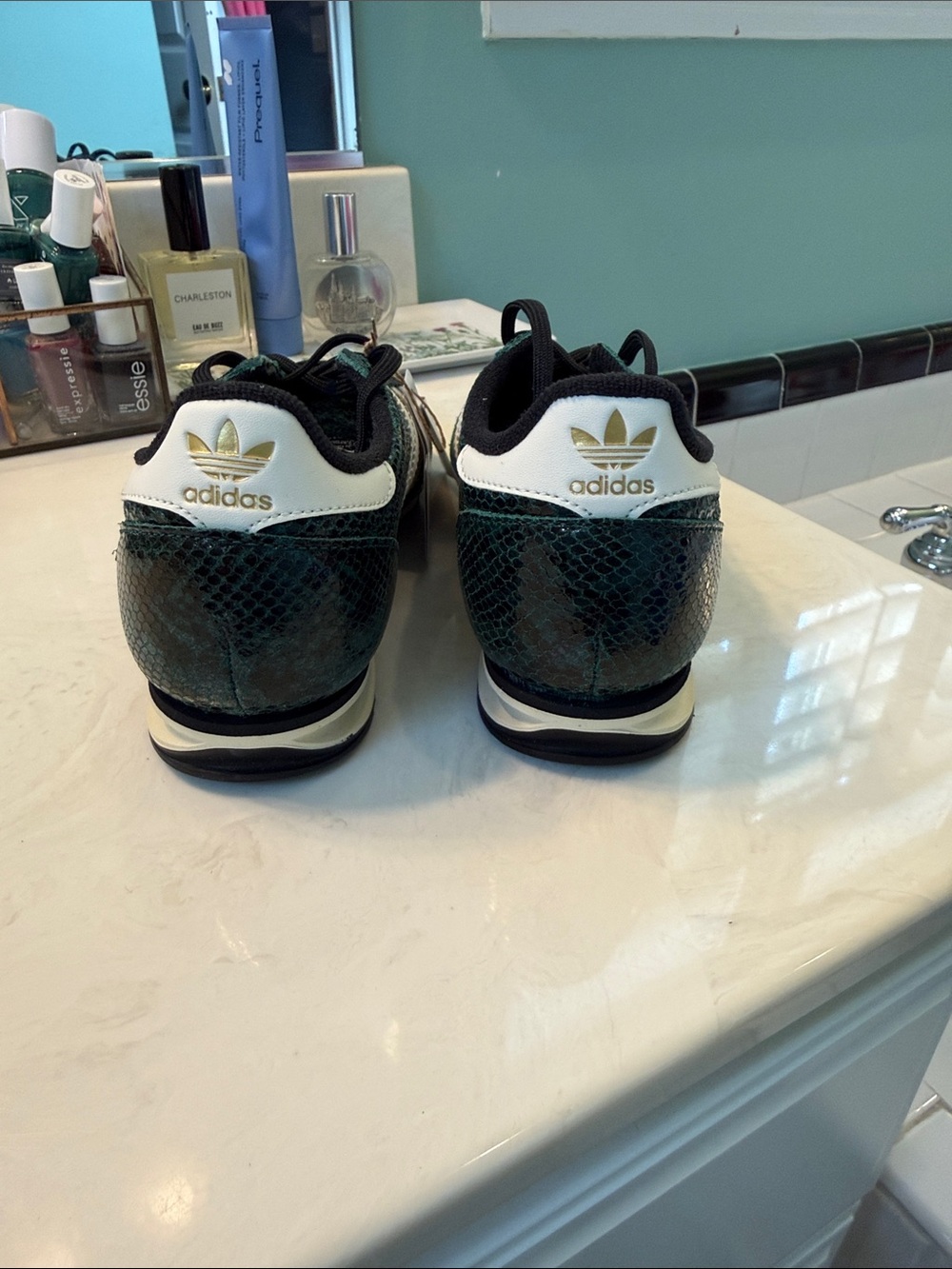 NWT adidas Women’s SL 72 OG Dark Green Snake-Print Sneakers - Picture 7 of 8
